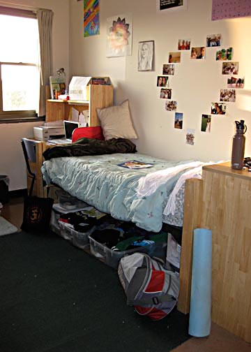 The dorm room where the majority of the time I spend inside takes place.